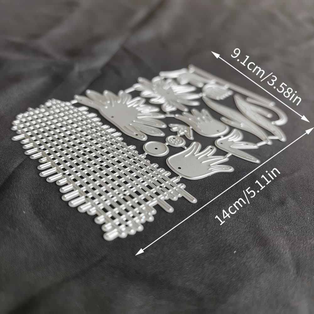 TEMU 1pc Flowers And Grids Scrapbooking Die - Ideal For Papercrafting, Card Making, Scrapbooking And Diy Album Decorating, The Die Features Durable Metal Construction!