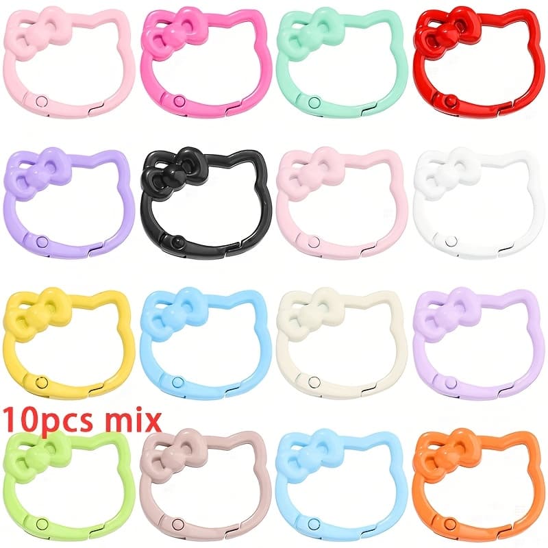 TEMU 10pcs Random Color Hello Kitty Keychain Charms, Cute Keychains, Diy Keychains