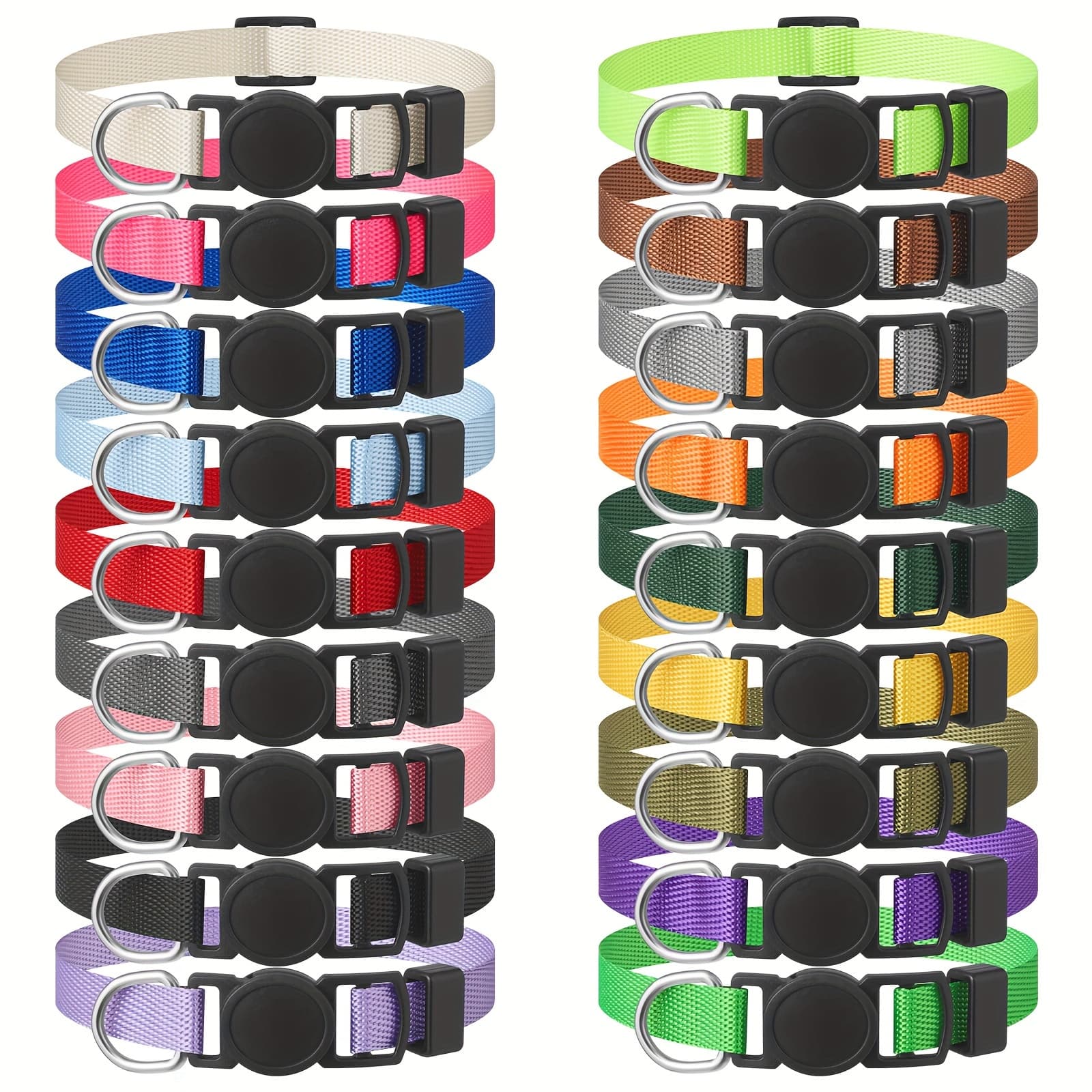 TEMU Safe 18pcs Puppy Collars For Small Puppies Litter Set, 18 Colors Soft Nylon Breakaway Small Dog Collar, Adjustable Whelping Supplies Collar (s) M