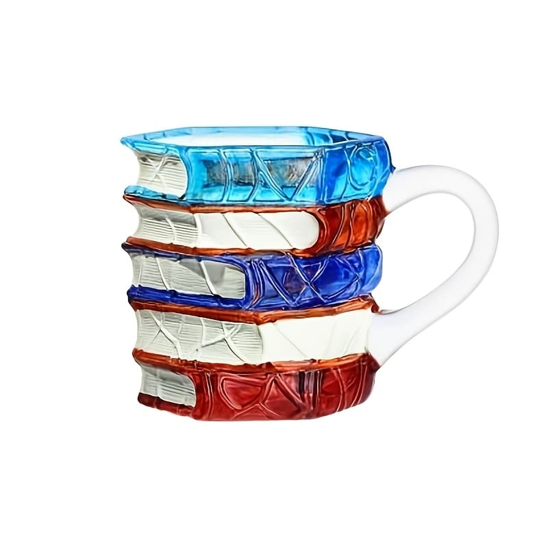 TEMU Handmade Coffee/tea Mug With A Stained Book Design - Stackable 7oz Book Mug - A Unique Gift For Readers, Librarians, And Book Clubs - Reusable Coffee/tea Mug, A Birthday Gift For Book Lovers.