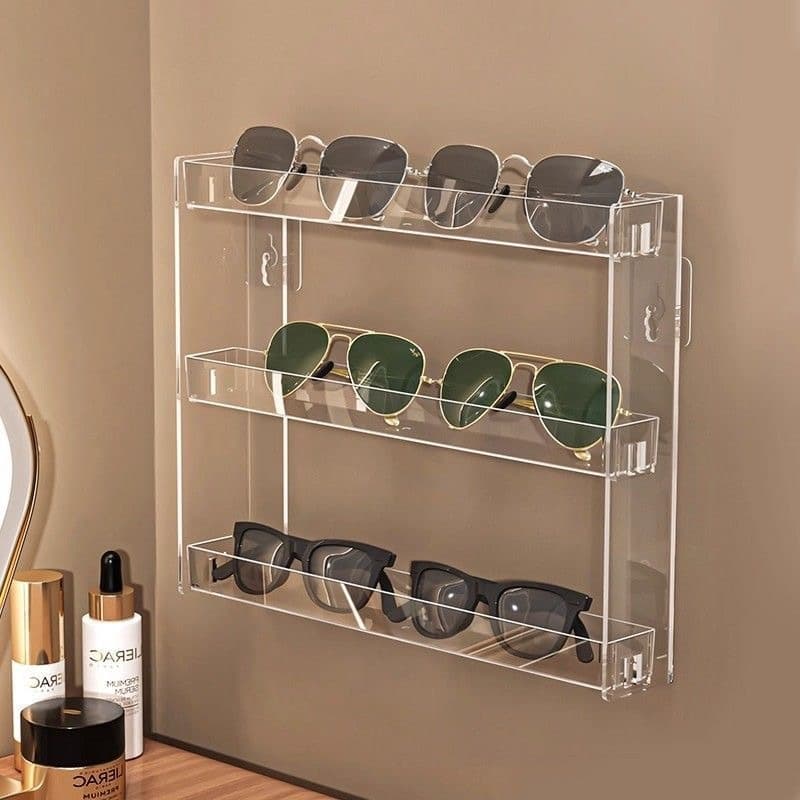 TEMU Eyeglass Storage Rack Wall-mounted Display Acrylic Myopia Glasses Display Stand Goggle Storage Box