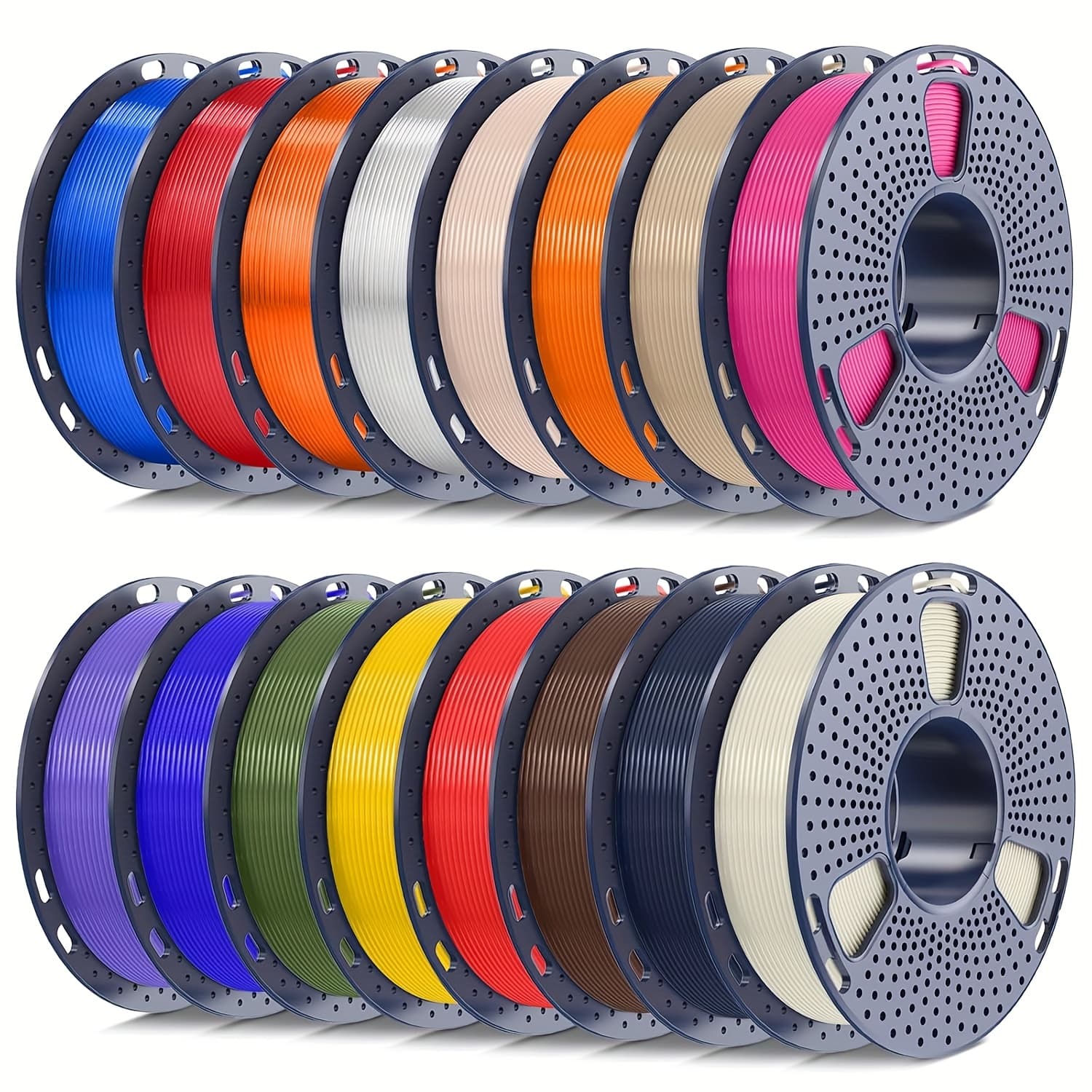 TEMU Sunlu 2.0 3d Printer Filament 1.75mm Bundle, 250g Spool, 8/16 Rolls Options, Bone White, , , Red, Yellow, Olive Green, Blue, Orange, Purple, Magenta, Oak, Beige, Transparent Series-clear