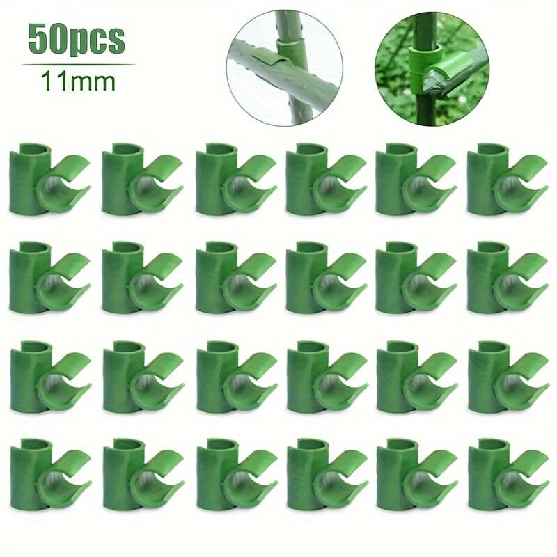 TEMU 50pcs Of Dark Green Plastic Plant Support Connectors Cross Clips For Garden Frame Poles, Suitable For And Lawn Care