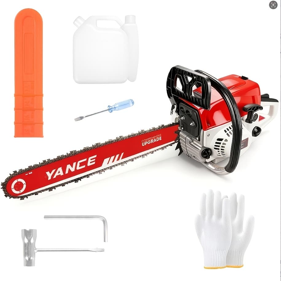 TEMU 62cc 20-inch Chainsaw, Gas Chainsaw - Powerful Two-stroke Engine, Cutting Tool For Wood Cutting, , And Ranch/farm Use - , For Safe Use, Anti-vibration Handle, Includes Gloves, And