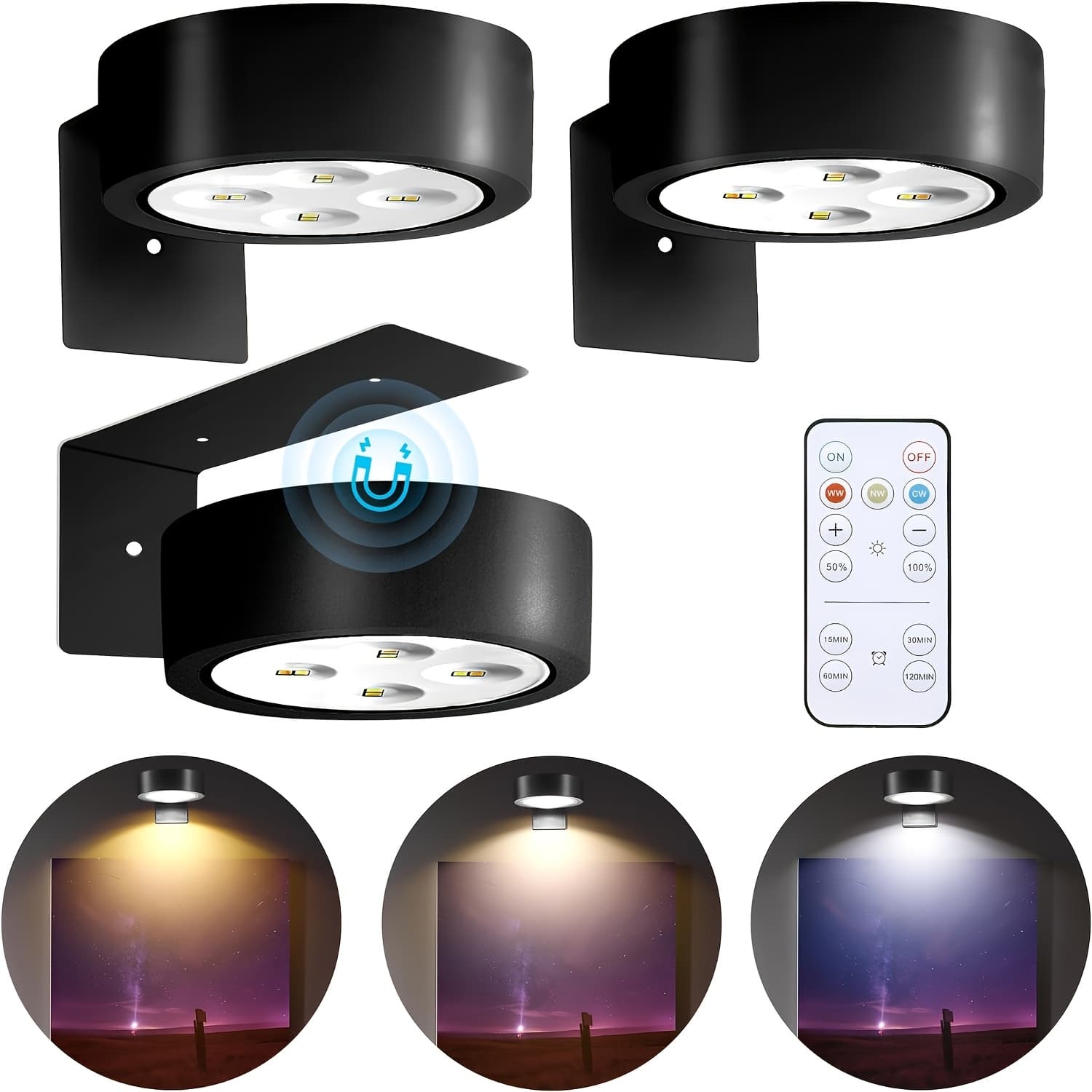 TEMU Lights, Battery-operated, Featuring Colors And Adjustable Brightness, Suitable For Commercial Art Exhibitions, Portraits, Art Frames, Cabinets.