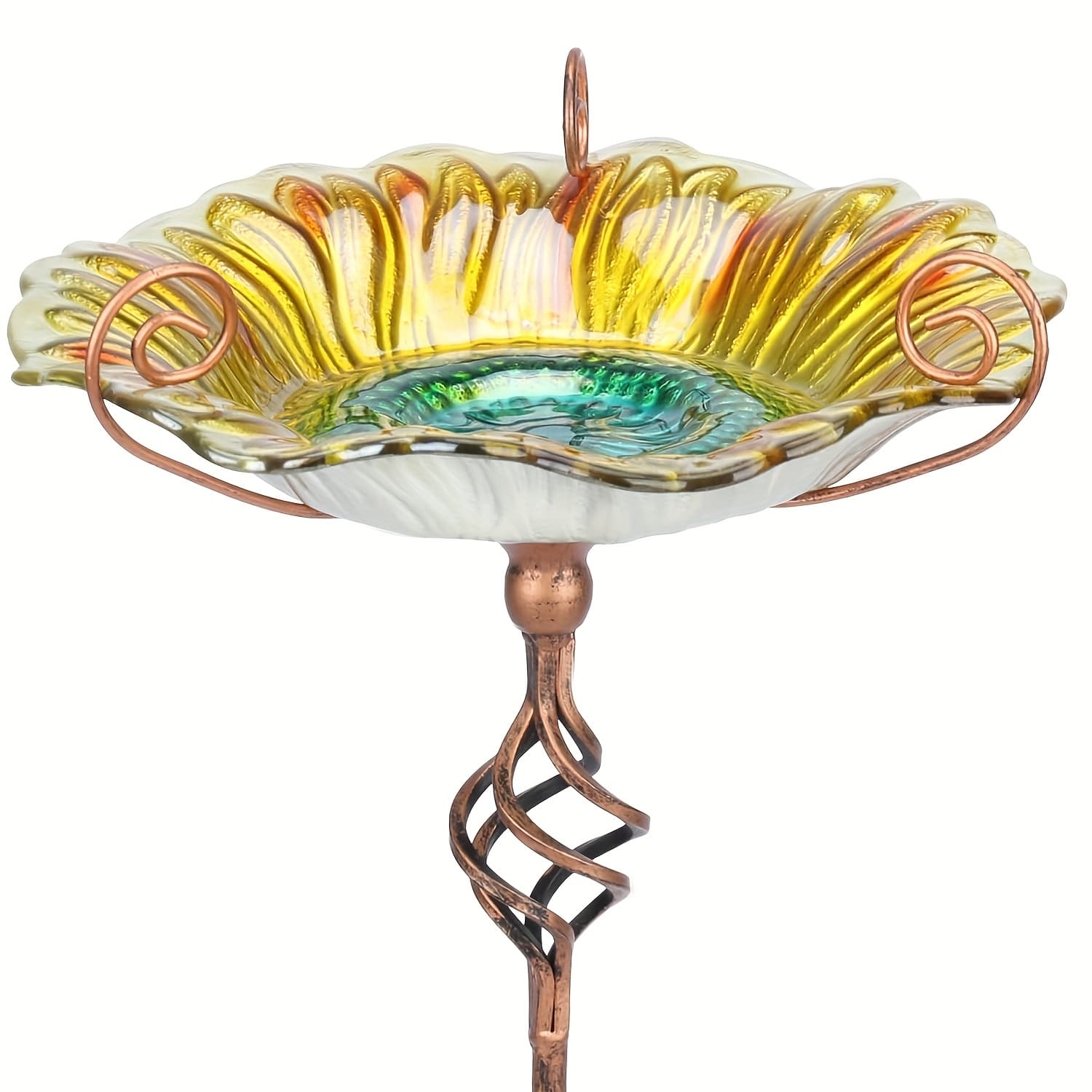 TEMU Sunflower Bird Baths Stake For Outdoors, Glass Outdoor Garden Waterproof Birdfeeder With Metal With Stake For Garden Yard Decor Yellow