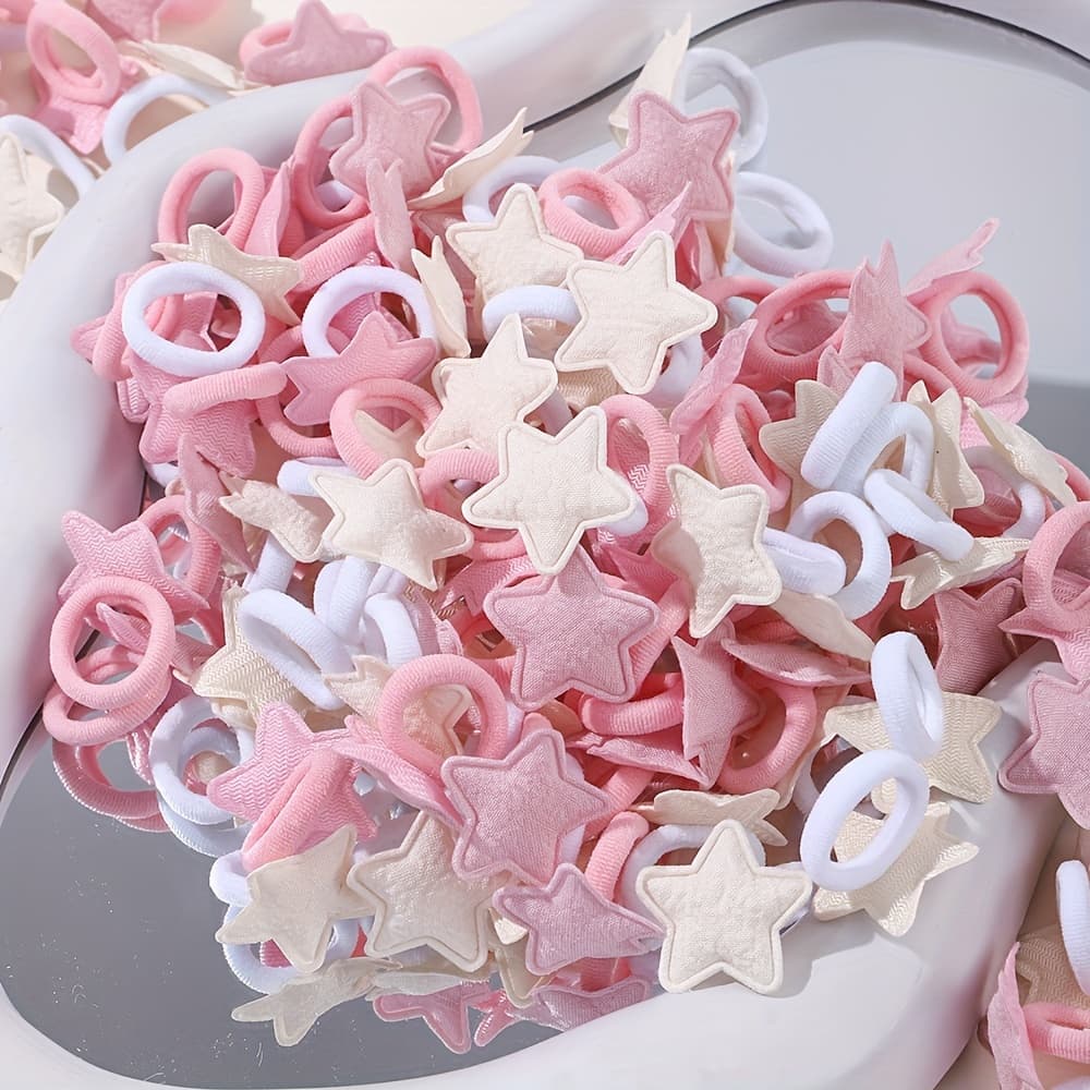 TEMU 30pcs Pentagram Elastic Hair Ties, Cute 's Headwear