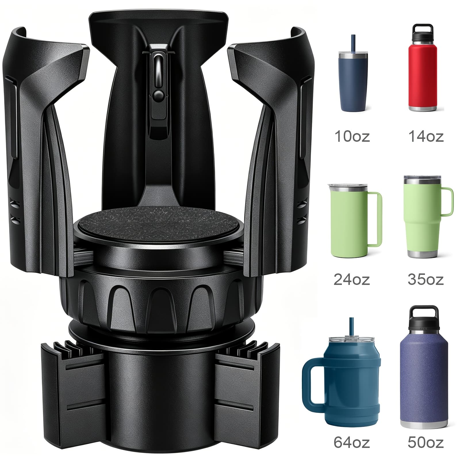 TEMU Automatic Car Cup Holder Extender, Suitable For 24/32/45/50oz Travel Thermal Cups And Water Bottles Large Water Bottle Rack, Adjustable Car Cup Insert Auto Accessories