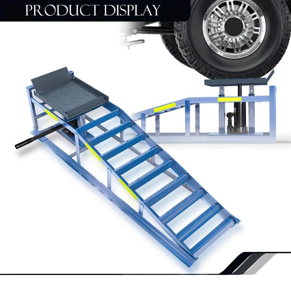 TEMU Hydraulic Car Ramps, 2pcs Heavy Duty Steel Automotive Vehicle Ramps Lift Height 9.8" - 15", Low Profile Portable Car Lift Service Ramps Truck Trailer Garage