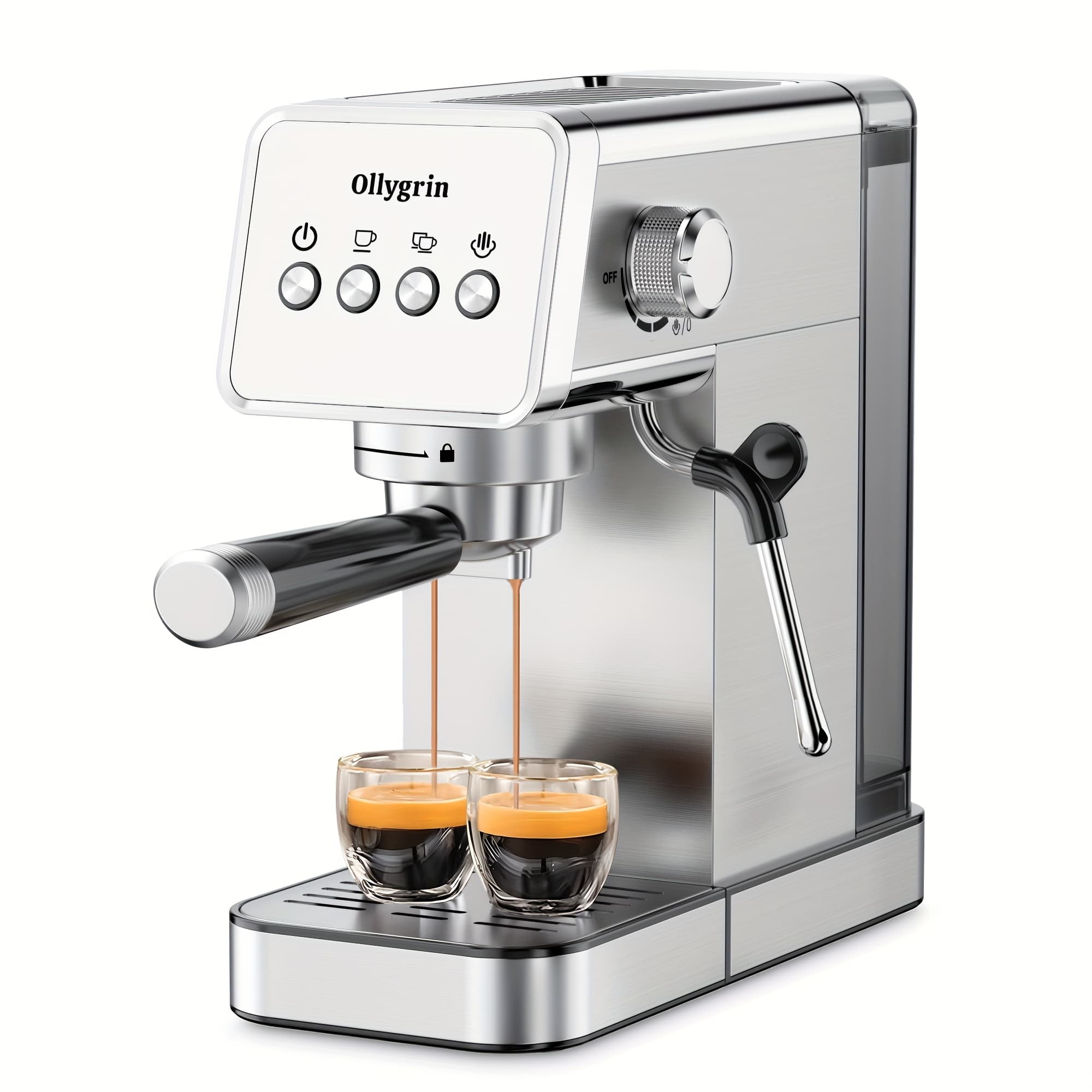 TEMU Espresso Machine 20 Bar, Compact Espresso Maker With Steam Milk Frother, Stainless Steel Coffee Machine With 40oz Removable Water Tank For Cappuccino, Latte, Silvery For Home And Office Use