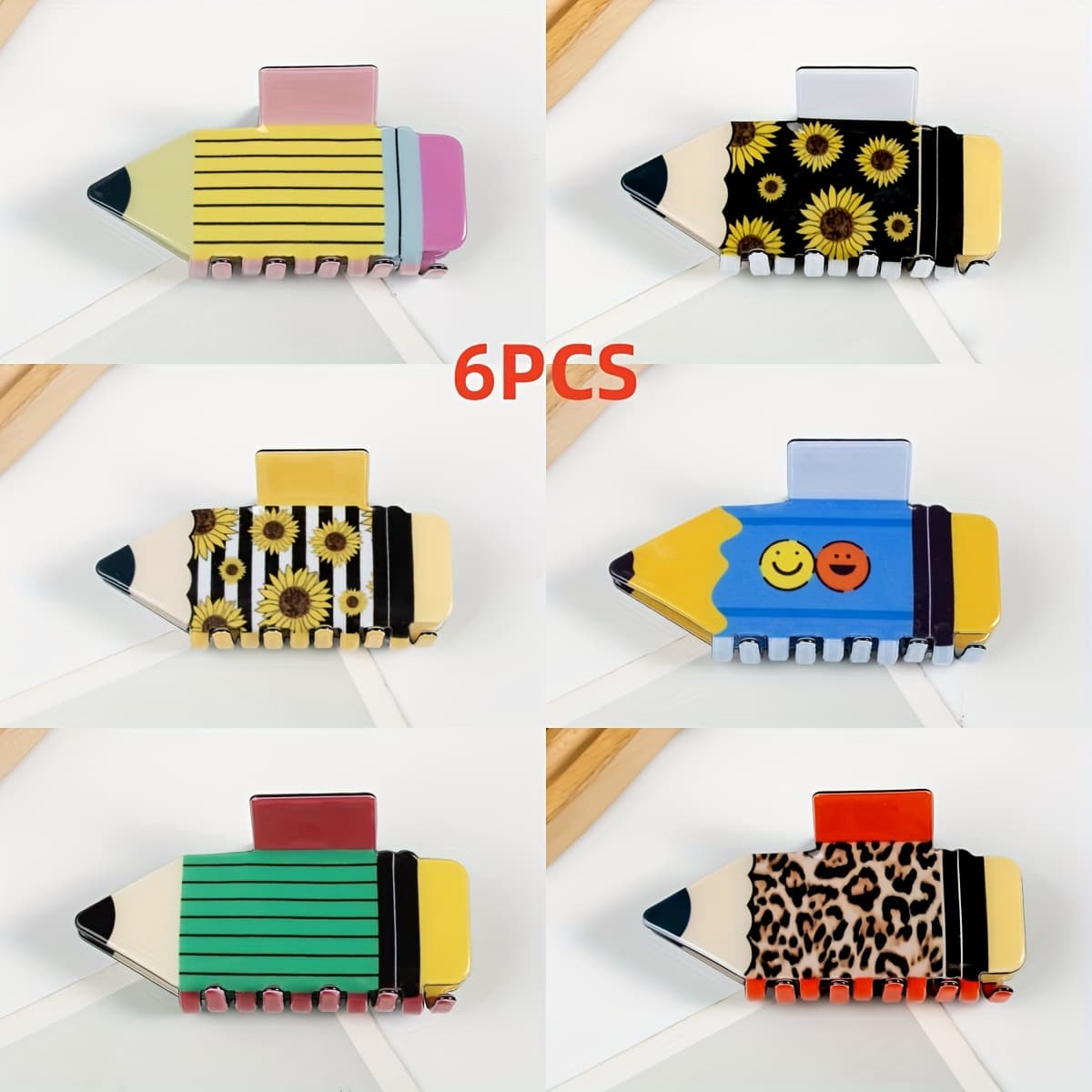 TEMU 6pcs Shaped Hair Claw Clips, Cute Claw Clips For Updo, Back To School Gifts For Her, Perfect For Party Holiday Daily Use