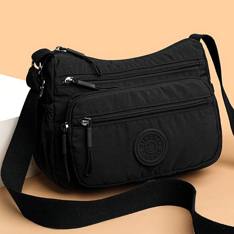 TEMU Women's Lightweight Nylon Crossbody Bag With Adjustable Strap - Casual Handbag, Zipper Closure, Grey//, Durable & Stylish For Daily Use, Travel,straps And Logo Styles Are Random