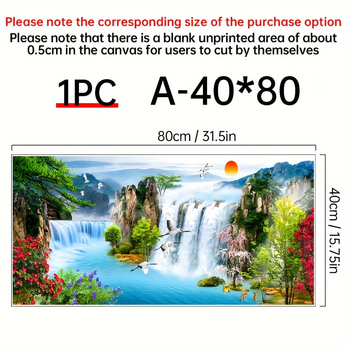 TEMU 1pc Waterfall Sunset Landscape Canvas Painting, Posters And Prints, Wall Art Picture, For Living Room Decor, Canvas