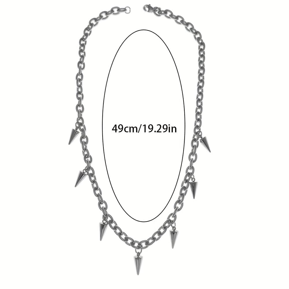 TEMU Men's Punk Style Studded Necklace - Edgy Hip-hop Tassel Chain With Rivet Accessories, Jewelry For Concerts, Parties & Casual Outfits, Punk Jewelry, Concert Fashion, Punk Aesthetic, Spiked Accents
