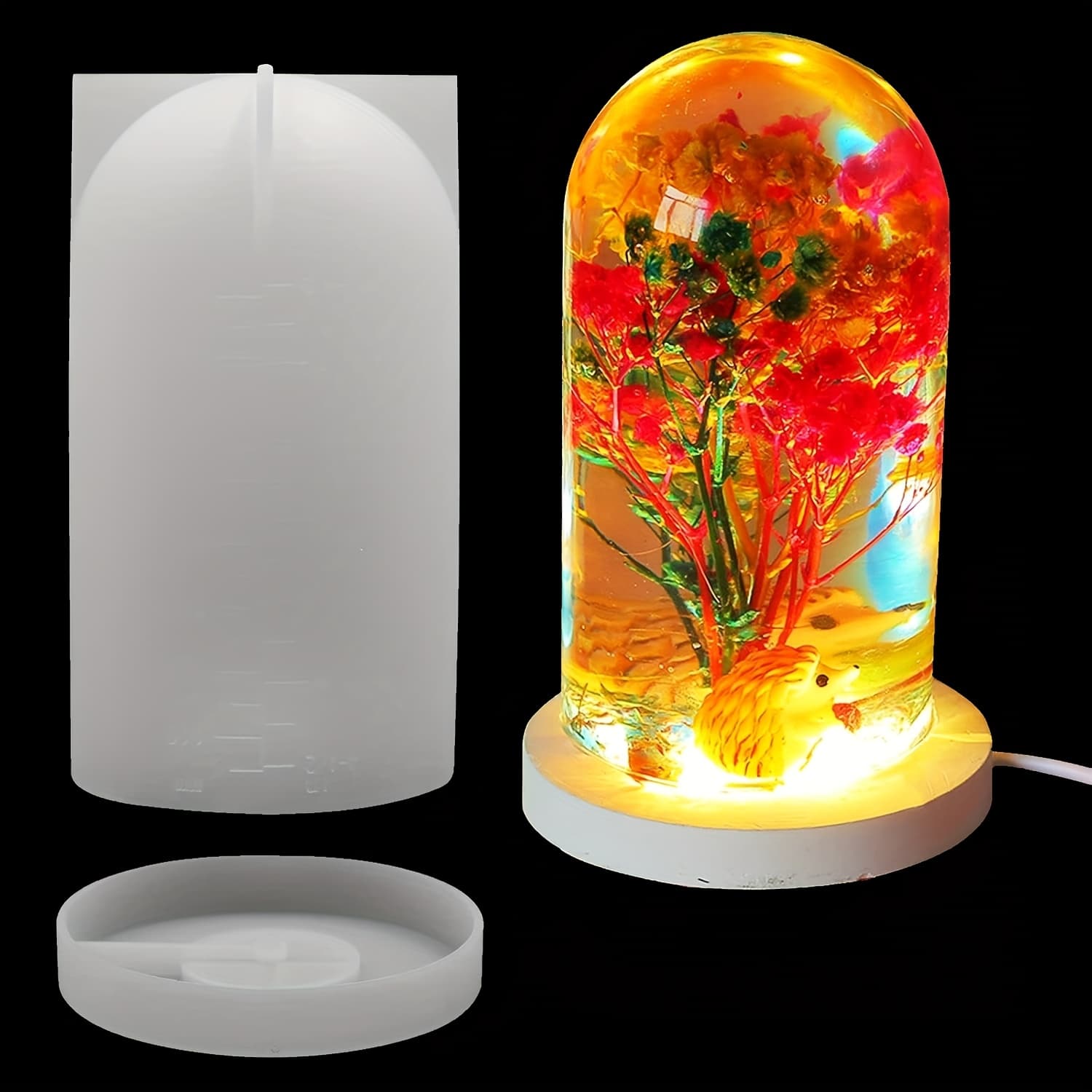 TEMU 2pcs Cylinder Resin Molds With Stand - Silicone Mold For Epoxy Lamp, Candle, Table Decor, Desktop Ornaments Cylinder Silicone Mold Kit