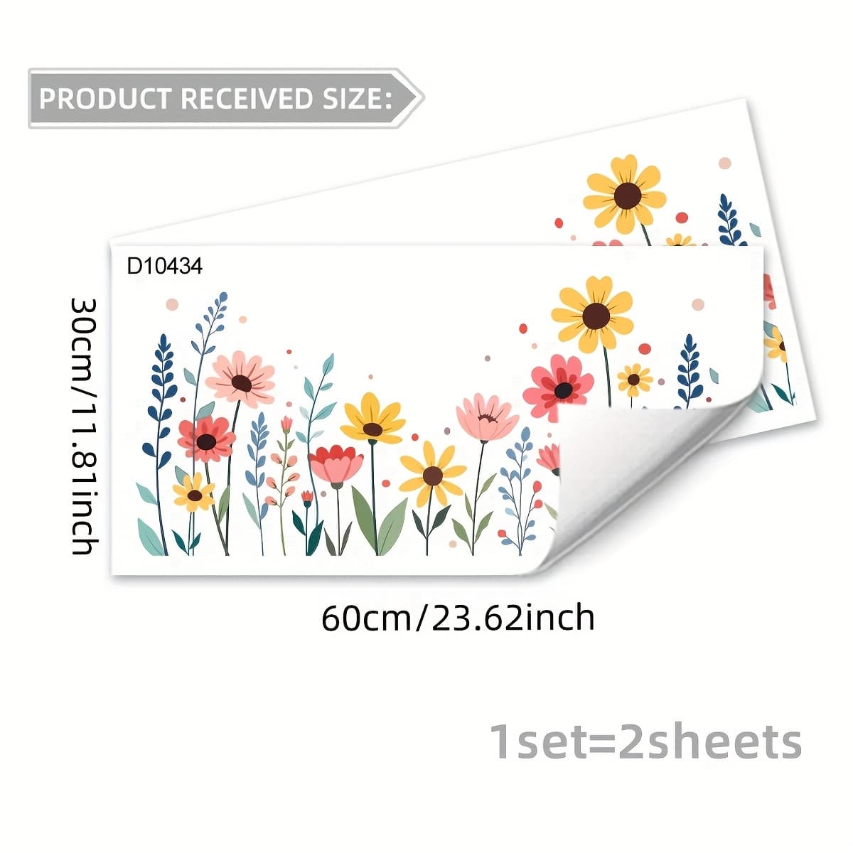TEMU A Set Of 2 (30*60cm*2pcs) New Colorful Floral Leaf Spring Static Cling Double-sided 20-gauge Decorative Background Window Display Stickers (d10434)