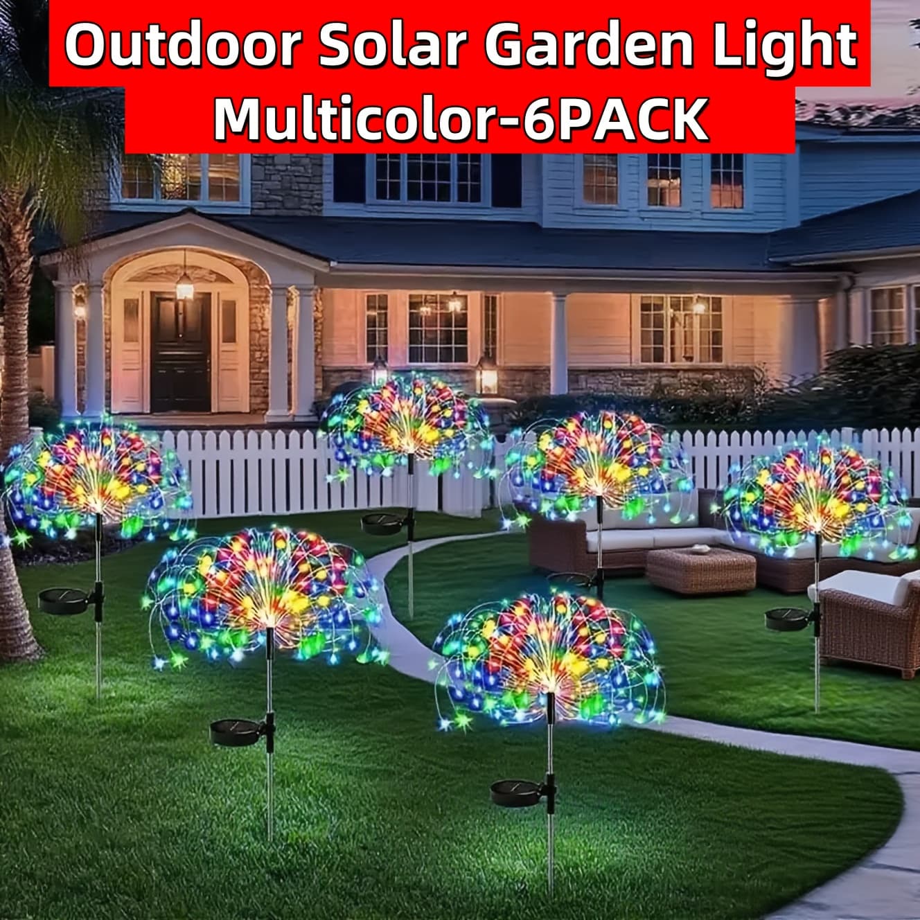 TEMU 6/12pcs Outdoor Solar Led Fireworks Light - , Ip65, 8 Lighting , Suitable For Outdoor Christmas And Valentine's Day Decorations In , Parties, Weddings, And Lawns | Outdoor Lights
