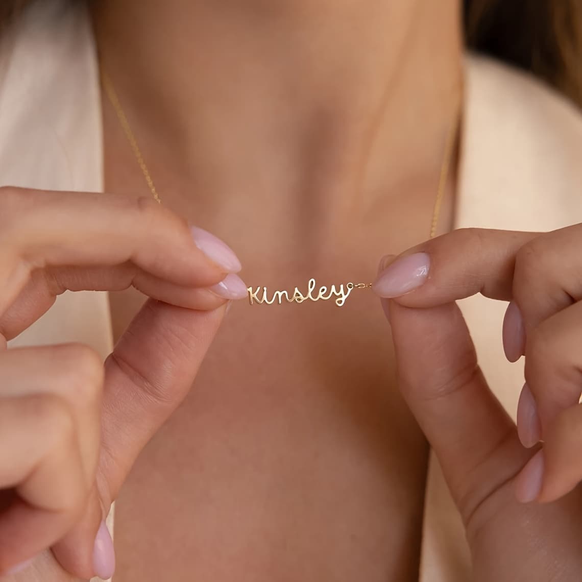 TEMU Custom Elegant Name Pendant Necklace, Personalized Steel Chain, No Plating Fashion Jewelry For Women, Ideal For Daily Wear