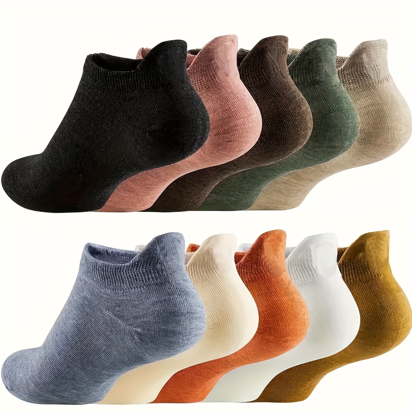 TEMU 10 Pairs Of Face Embroidered Ankle Socks, Simple And Comfortable Low-cut Socks For Women, Versatile Socks, Cartoon Pattern, , Fashion Socks, Sock Lovers