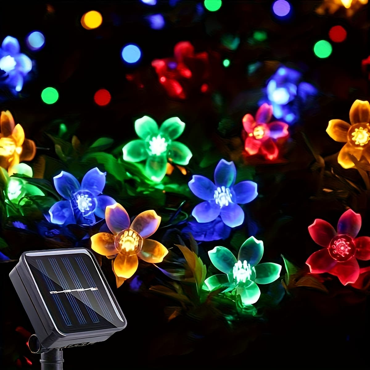 TEMU Led Solar Flower String Lights, Plastic Flower Garden Lights, 600mah Nickel Battery, Button Control, Space Theme, Non-removable Pv Module, Perfect For Wedding Decoration