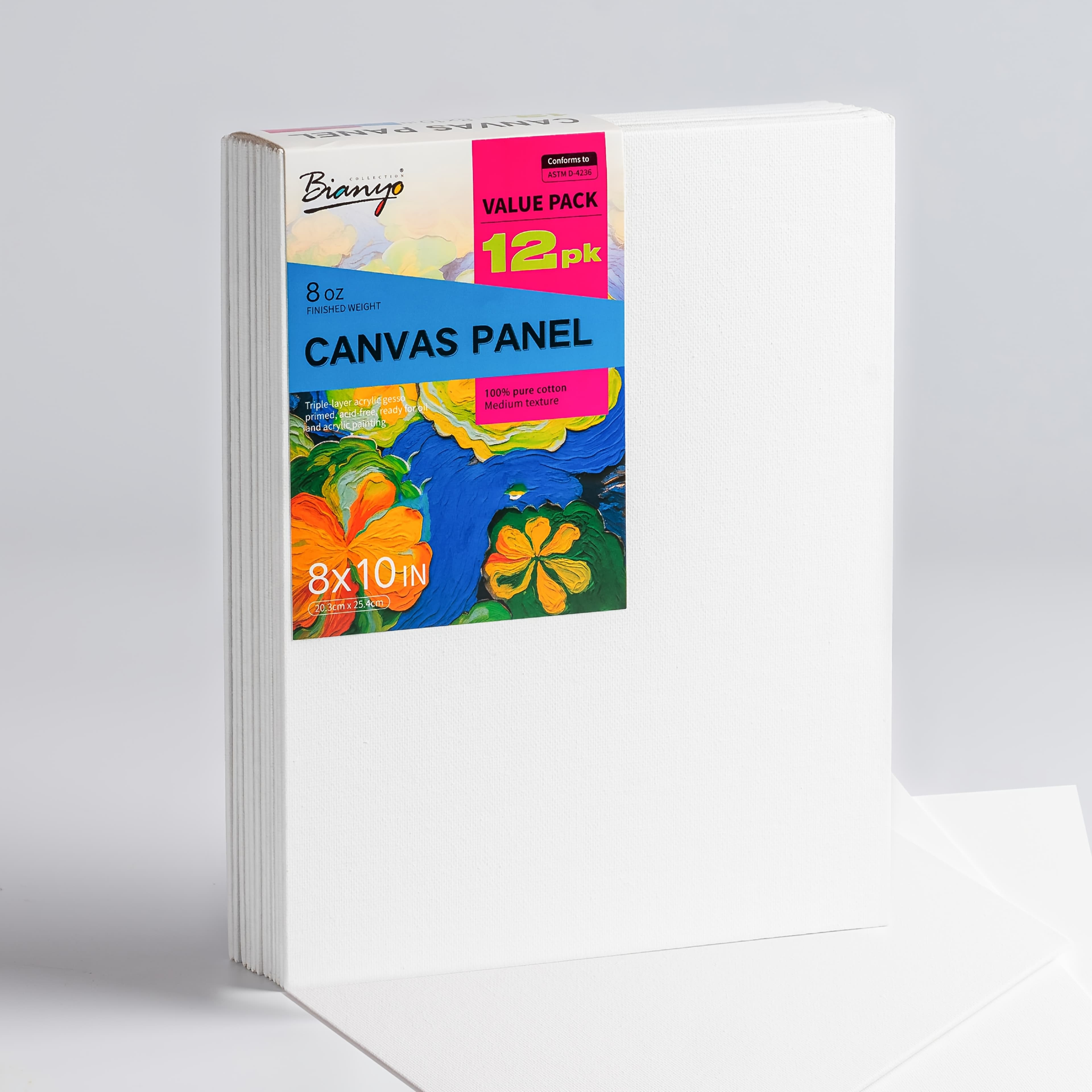 TEMU 12pcs 8x10 Inch Paintable Canvas Panels - Multipack Compatible For, Oil, Watercolor - Ideal For Artists, Hobbyists, Students & Professionals - Boards For Studio,, Use - Cost-effective Supplies
