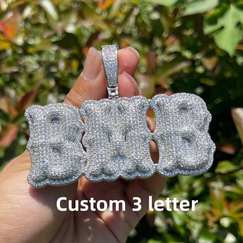 TEMU (customized) Custom Knuckle Letter Pendant Synthetic Synthetic Zircon​​ Copper Shiny Necklace Custom Name Letter Hip Hop Personality Trend Unique Necklace