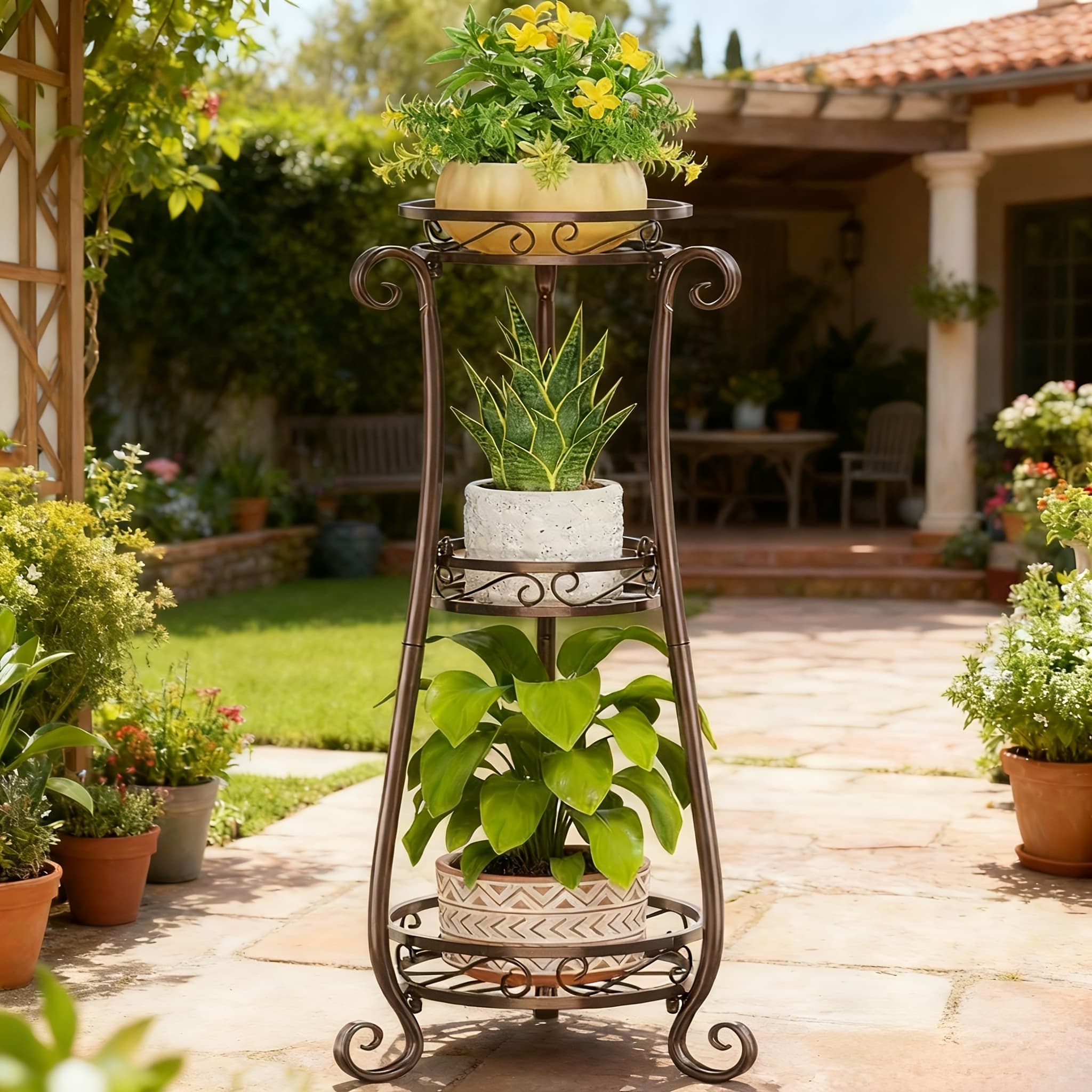 TEMU Flower Rack Indoor Room Floor-standing Flower Pot Rack Green Plant Balcony Flower Rack
