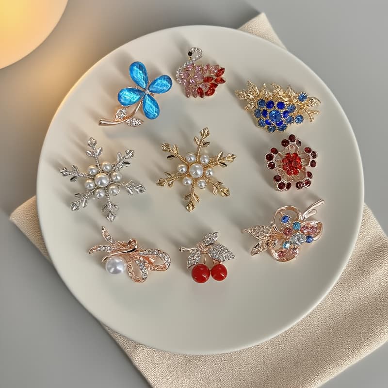 TEMU 9pcs Mini Alloy Small Brooch Accessories Supplies Pin Fashion Anti-slip Snap Accessories