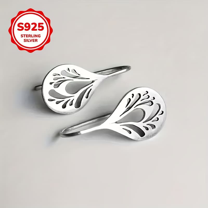 TEMU S925 Pure Silvery Women's Earrings, Dandelion Hollow Shaped Earrings, , Fashionable And Elegant, Suitable For Daily And Holiday Wear, The Gift For Christmas, New Year, Valentine's Day