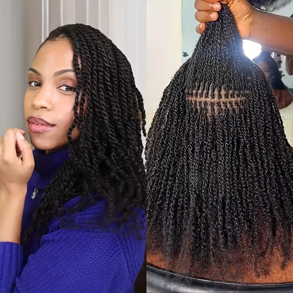 TEMU 12 Inch Hair Cuban Twist Hair In A 3-pack, Featuring Black Springy Afro Twists. Pre- Spring Twists Hair, Ideal For Kinky Braiding Hair Extensions For Women