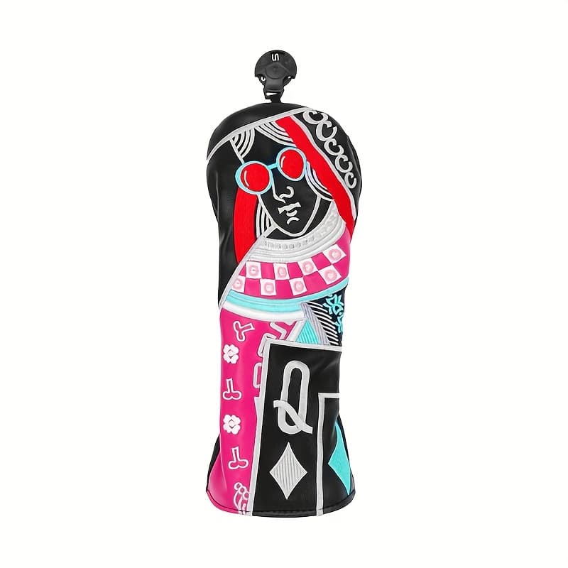 TEMU Multicolored Black Embroidered Golf For Club Head Covers, Made From Durable Synthetic Materials, The For Clubs, Trendy Golf Additions