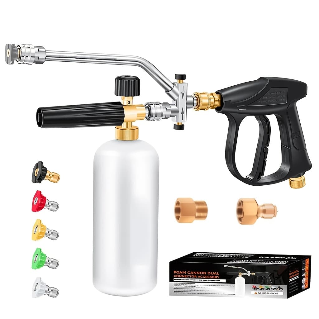 TEMU Foam Cannon Kit With Pressure Washer Gun 5000 Psi, 5 Nozzle Tips, 1/4" Quick Connector, Quick Release, , Spray Bottle Gun Can Separately, Spray Bottle + Water Gun Can Separately.
