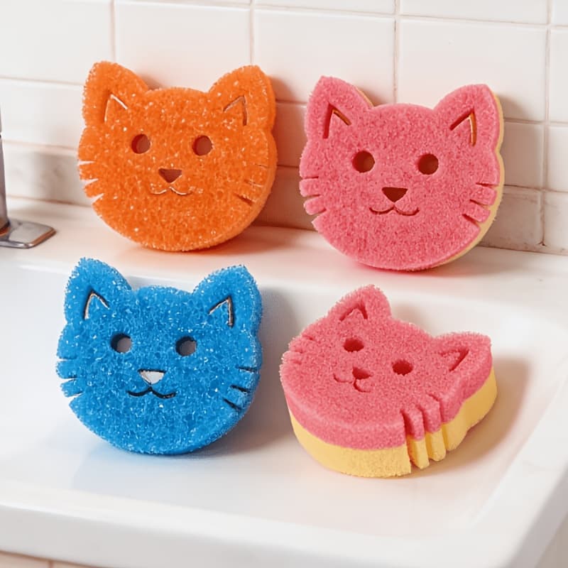 TEMU Scrubbing Daddy 3pcs Double-sided Scrub Sponges, Temperature-sensitive Surface Scratch-free Dishwasher Safe Multi- , Suitable For Kitchen Bathroom And Pet Cleaning Durable Kitchen Sponge