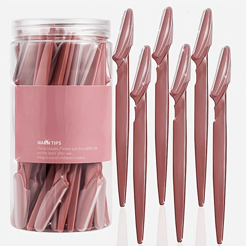 TEMU 24pcs Stainless Steel Eyebrow Razor With Protective Case, Precision Dermaplaning Tool For Facial Hair Removal, Women's Eyebrow Shaper And Trimmer For , Unisex Precision Grooming Kit