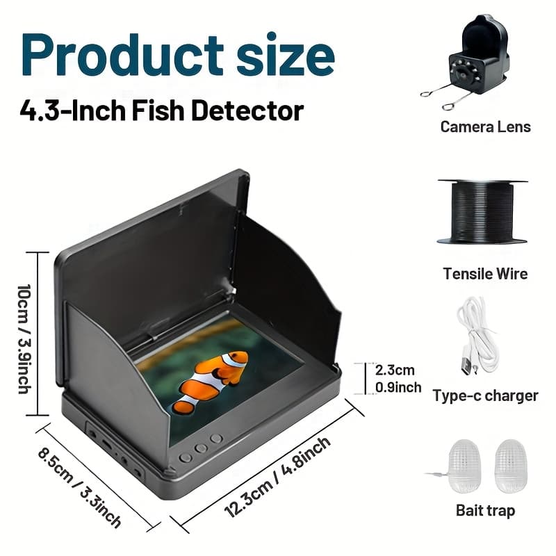 TEMU Xhj Underwater Hd Fishing Camera With 4.3-inch Screen - Waterproof Fish Finder For Aquariums And Outdoor Fishing Gear - Fishing Tackle And Equipment - Summer Gift For , Gifts