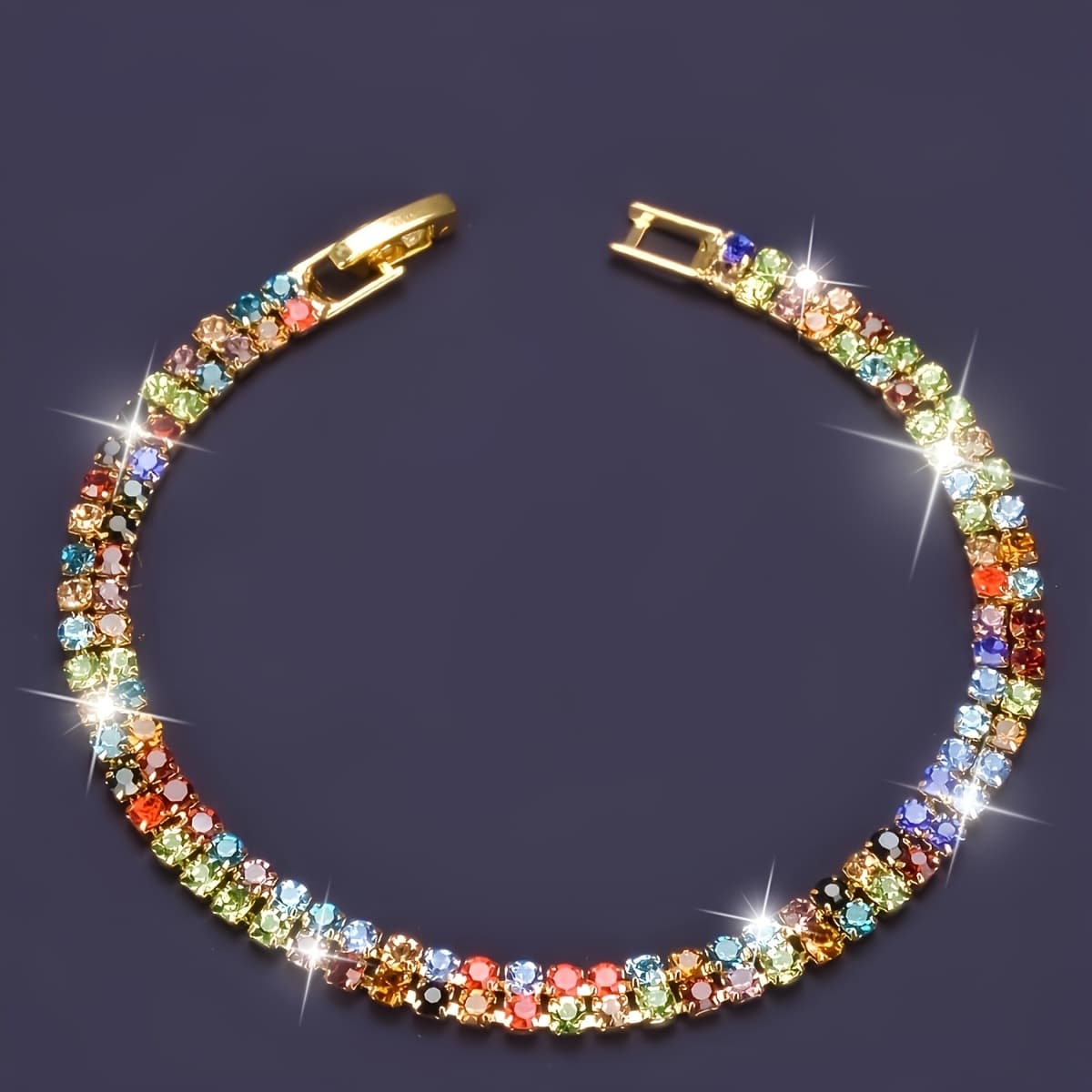 TEMU New Colorful 2 Row Colorful Fine Bracelet For Women Accessories Women's Jewelry Valentine's Day Christmas Gift For