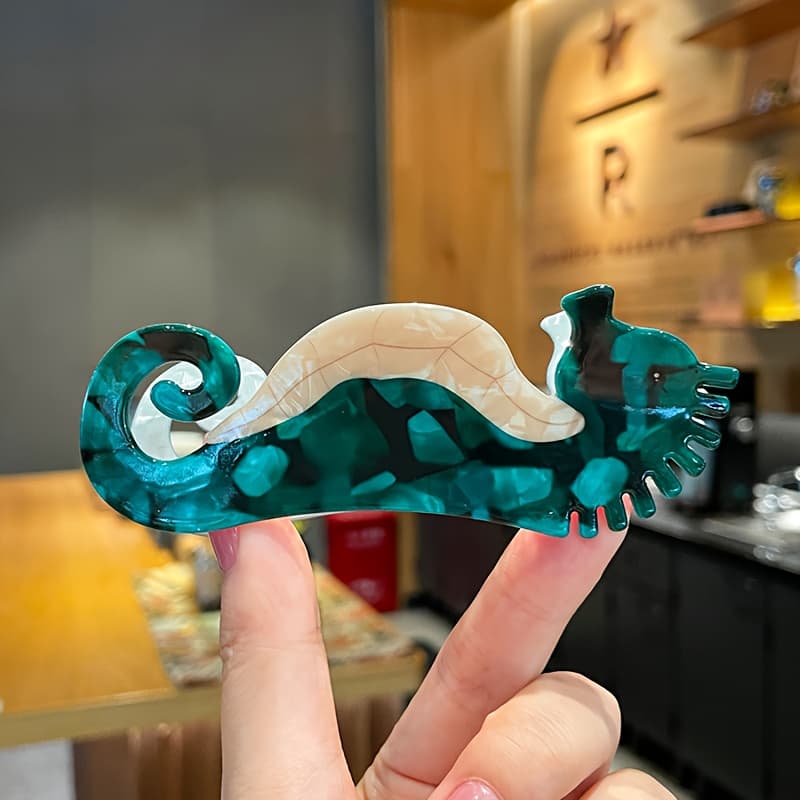 TEMU 1pc New Cute Seahorse Clip Niche Design Personalized High-end Hair Clip Shark Clip Half Clip Headband Hair Accessory