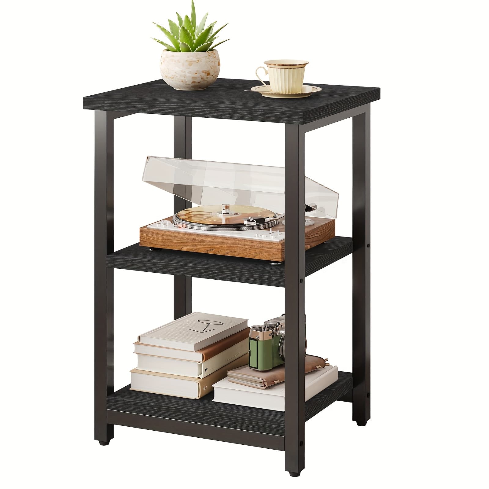 TEMU Tomnk 3 Tier Nightstand, Heavy Duty Side Table, Small End Table, , Stable And Sturdy Structure, Tall Nightstand For Living Room, Bedroom, Office, Bathroom, , 13.4*11.8*22.8 Inch