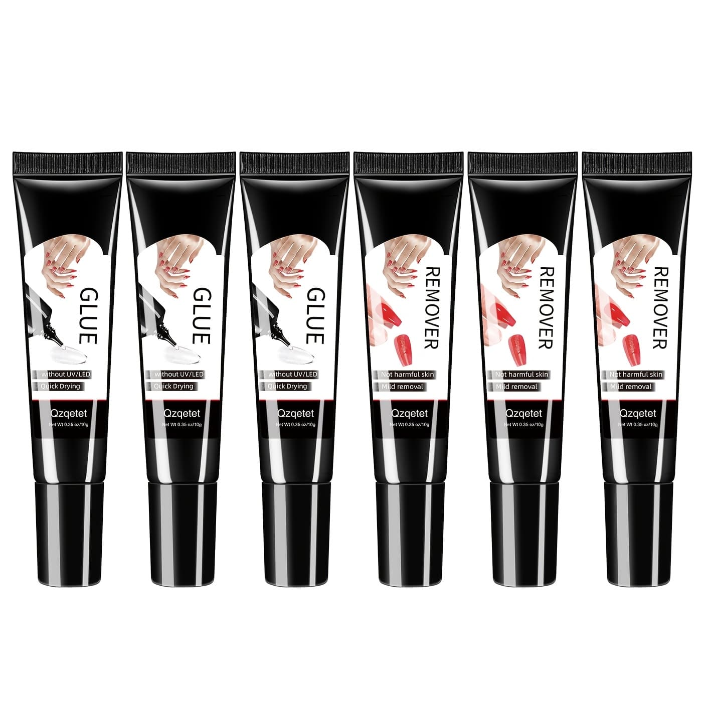 TEMU This Set Includes 3 Sets Of 6 Nail Gel Tubes (10g Each) With Glue Remover, Suitable For Acrylic Nails And . It Contains 10g Of Glue To Remove False Nails And Is A Strong Glue Remover.