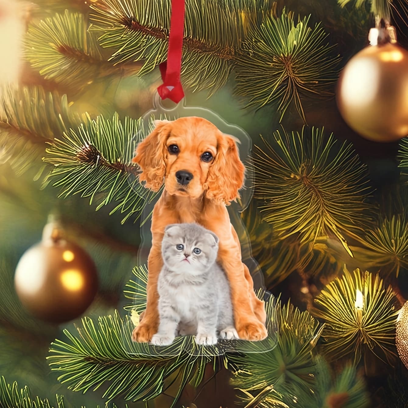 TEMU 2d Flat, 1pc 2d Flat Personalized Christmas Custom Family, Couple & Pet Photo Ornament – Your Picture Acrylic Tree Decoration For Holiday Festive Gift, 2d Flat