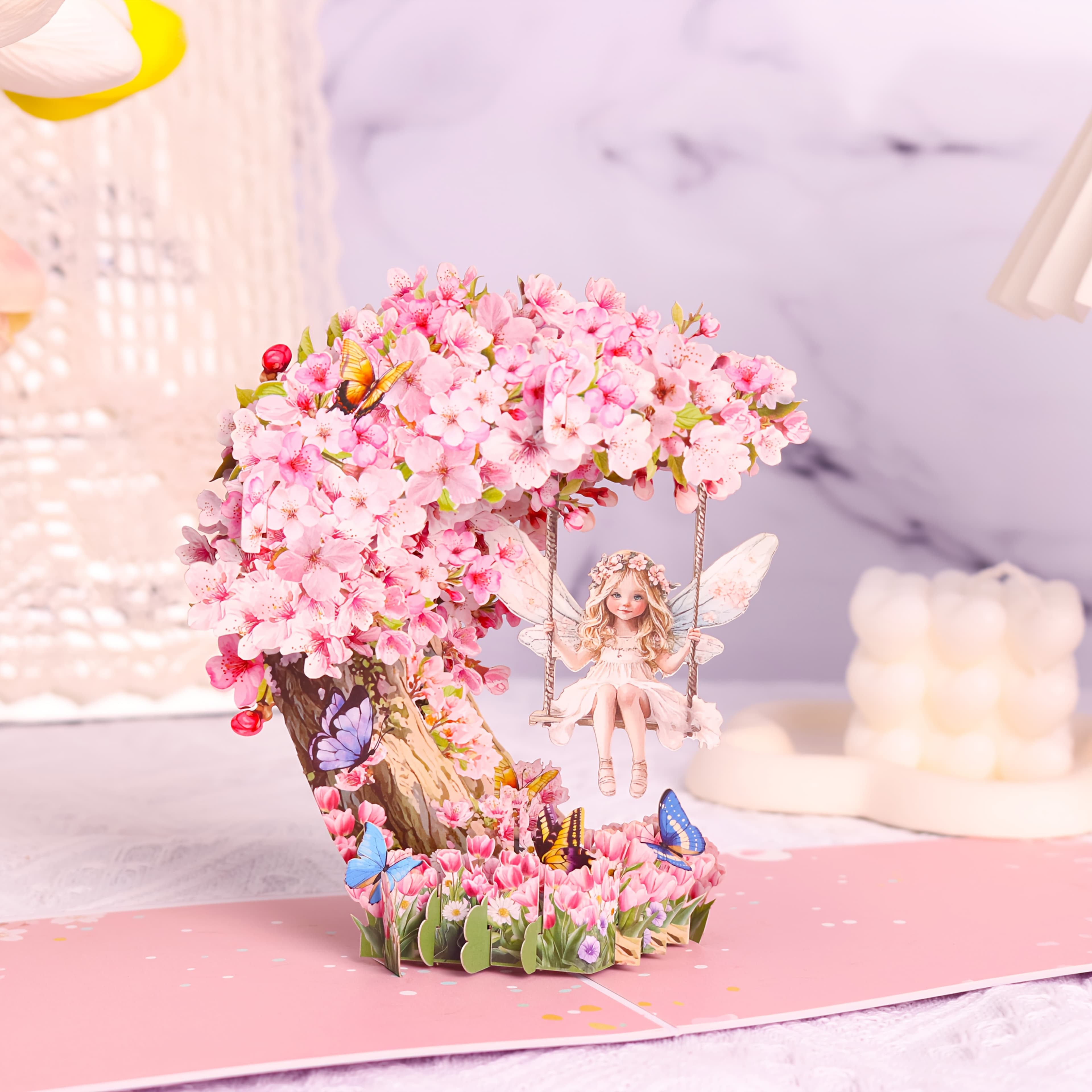 TEMU 1pc 3d Cherry Elf Greeting Card With Exquisite Envelope - Pop-up Fairy & For Galentine's Day, Love & - Ideal For Anyone, , ,