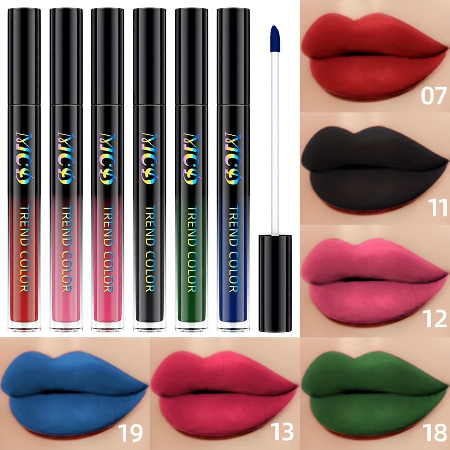 TEMU Set Of 6 Lip Glazes, Bright Shades, Enhances Lip Volume, Non-sticky Formula, Ideal For New Users, Long-lasting Wear, Features And Natural Fragrance
