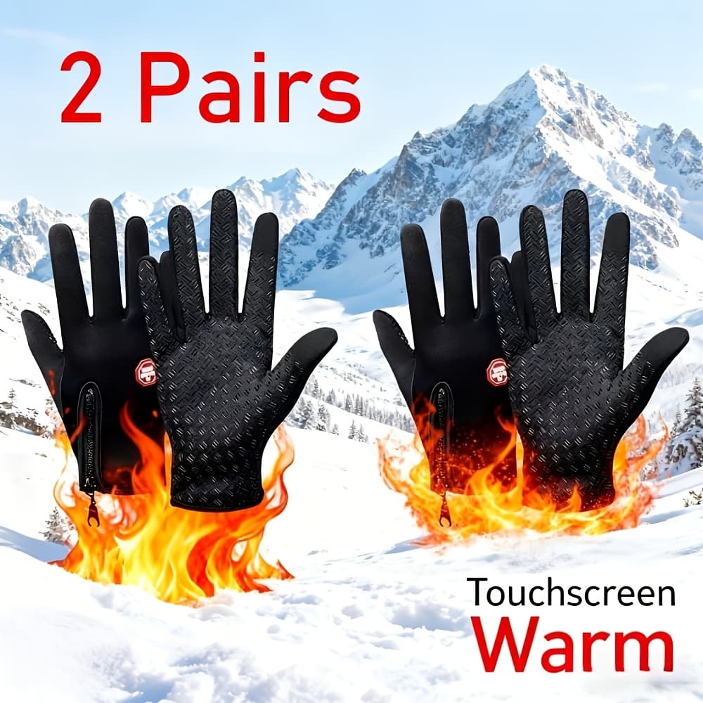 TEMU 2 Or 3 Pairs Of Men's And Women's Polyamide Thermal Touch Screen Gloves - Full-finger Non-elastic Cold Weather Gloves, Very Warm, Suitable For Outdoor Activities, Anti-slip And Windproof