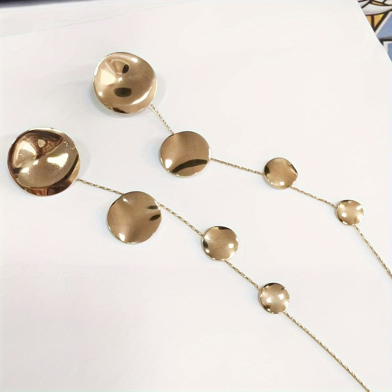TEMU 1 Pair Of Fashionable And Unique Round Geometric Tassel Long Stud Earrings
