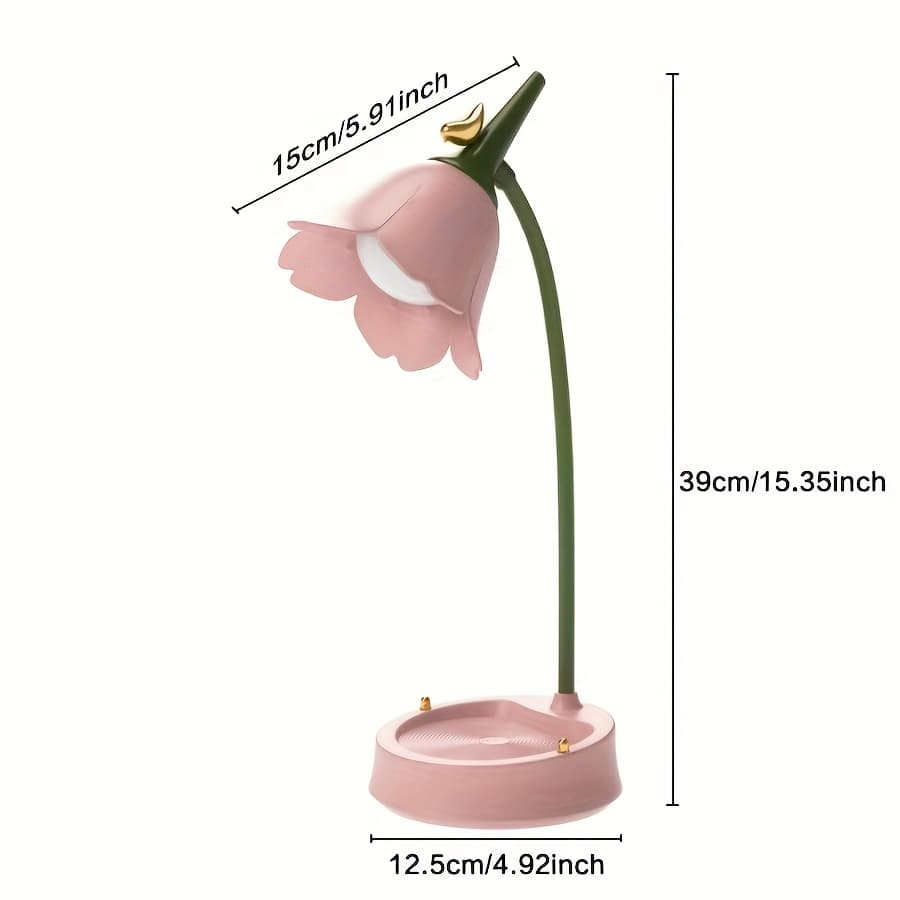TEMU Flower Table Lamp, 3 Color Temperature Dimmable Led Table Lamp, Cordless Rechargeable Table Lamp With Touch Sensor And Flexible Arm, Usb Bedside Night Light For Reading And Studying