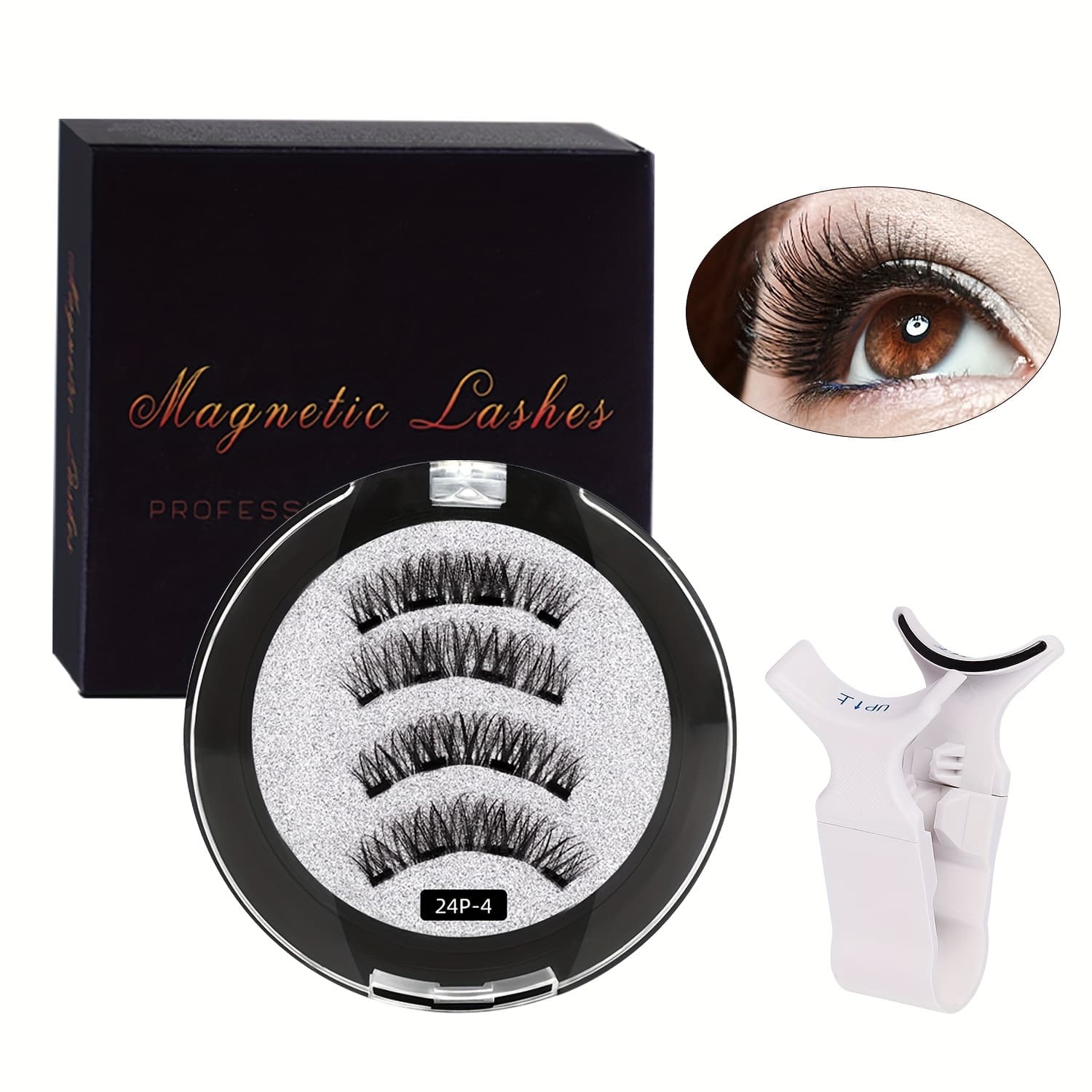 TEMU Magnetic Eyelashes Kit Natural Look, Lightweight And Reusable False Lashes, Glue-free And Waterproof, -on