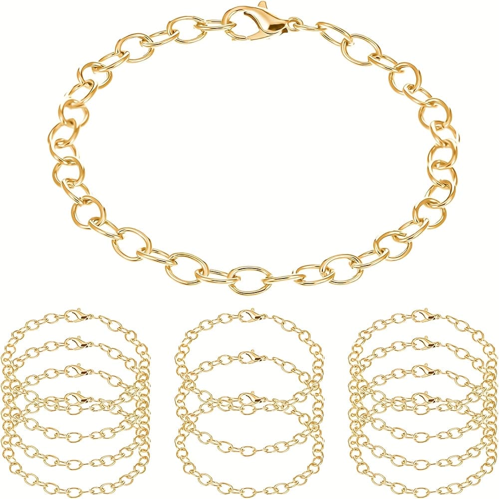 TEMU 12pcs Bracelet Jewelry Making Chains Lobster Clasp Link Bracelet Men's And Women's Jewelry Bracelet Making Crafts Jewelry Making Chains