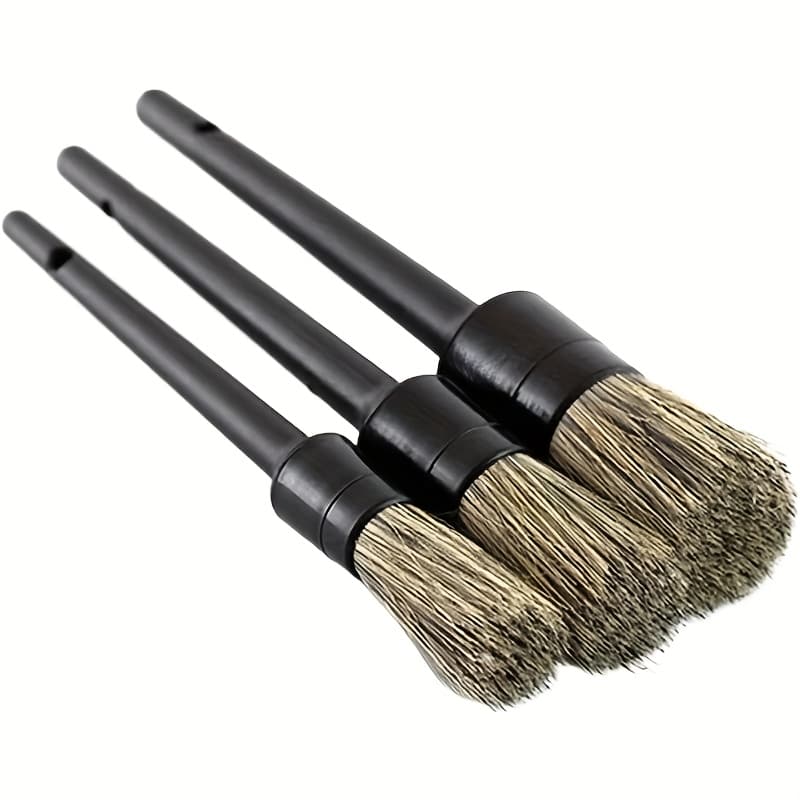 TEMU Set Of 3 Car Detailing Brushes With Soft Bristles For Cleaning, Including Kits For Washing Tires And Wheels, Ideal For Exterior Additions