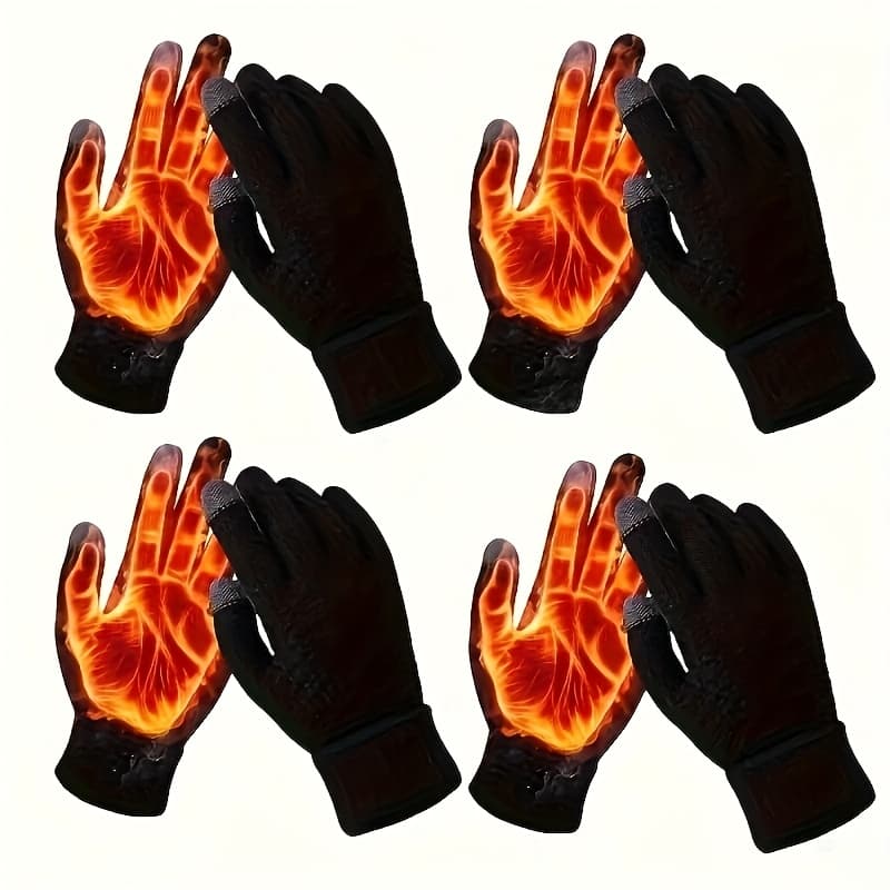 TEMU 4pcs Winter Touchscreen Gloves,thick & Plush Lined For Driving And Cycling | Stylish Multi-functional, Perfect For Winter Suitable For Men And Women.