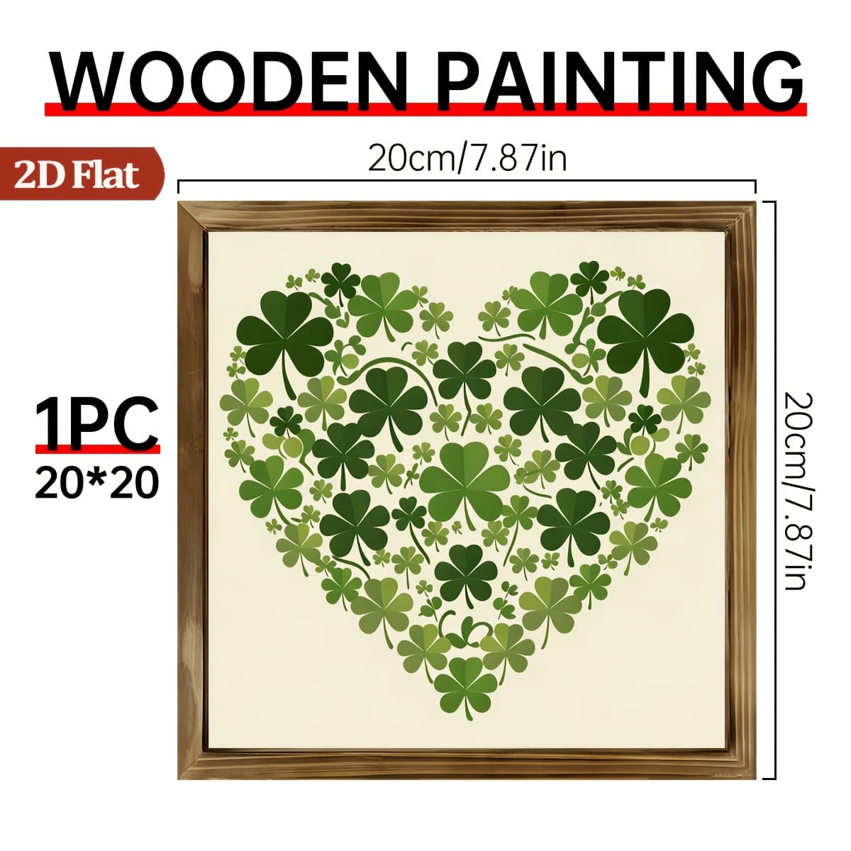 TEMU 2d Flat, 2d Flat 1pc Decorative Wooden Sign - 's Day Decor With Clover & Design - 8x8 Inches - Suitable For Bedroom, Living Room, Cafe, And Garage - Good Luck Gift, 2d Flat